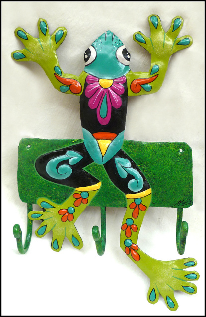 Hand Painted Metal Bathroom Decor - Wall Hooks and Toilet Paper Holders -  Tropical Designs