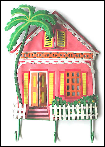 Hand Painted Metal Caribbean House Wall Decor