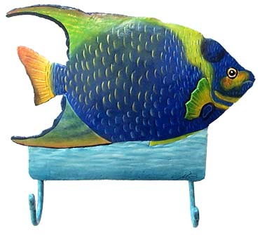 Hand Painted Metal Tropical Fish Wall Hooks Tropical Metal Art