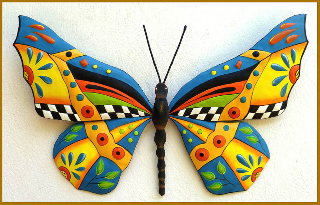 Hand painted metal butterfly decor, Handcrafted metal wall hanging ...